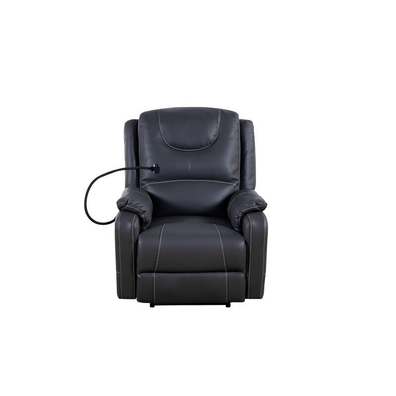 Black Power Recliner with Massage, Heat & USB Ports