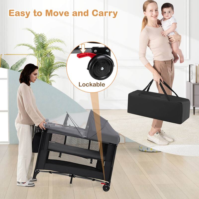Babyjoy Baby Bassinet Bedside Crib with Changing Table Mattress - See Details