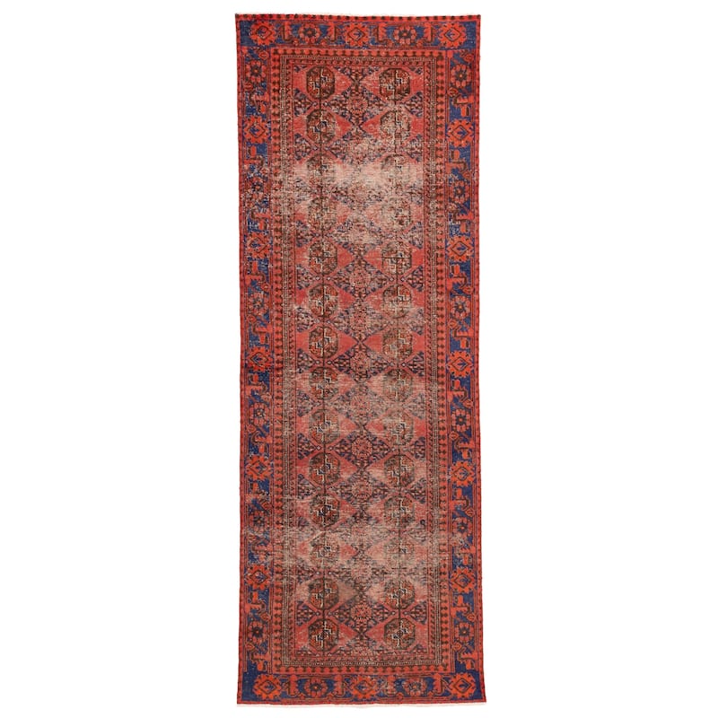 ECARPETGALLERY Hand-knotted Melis Vintage Red Wool Rug - 3'5 x 10'2