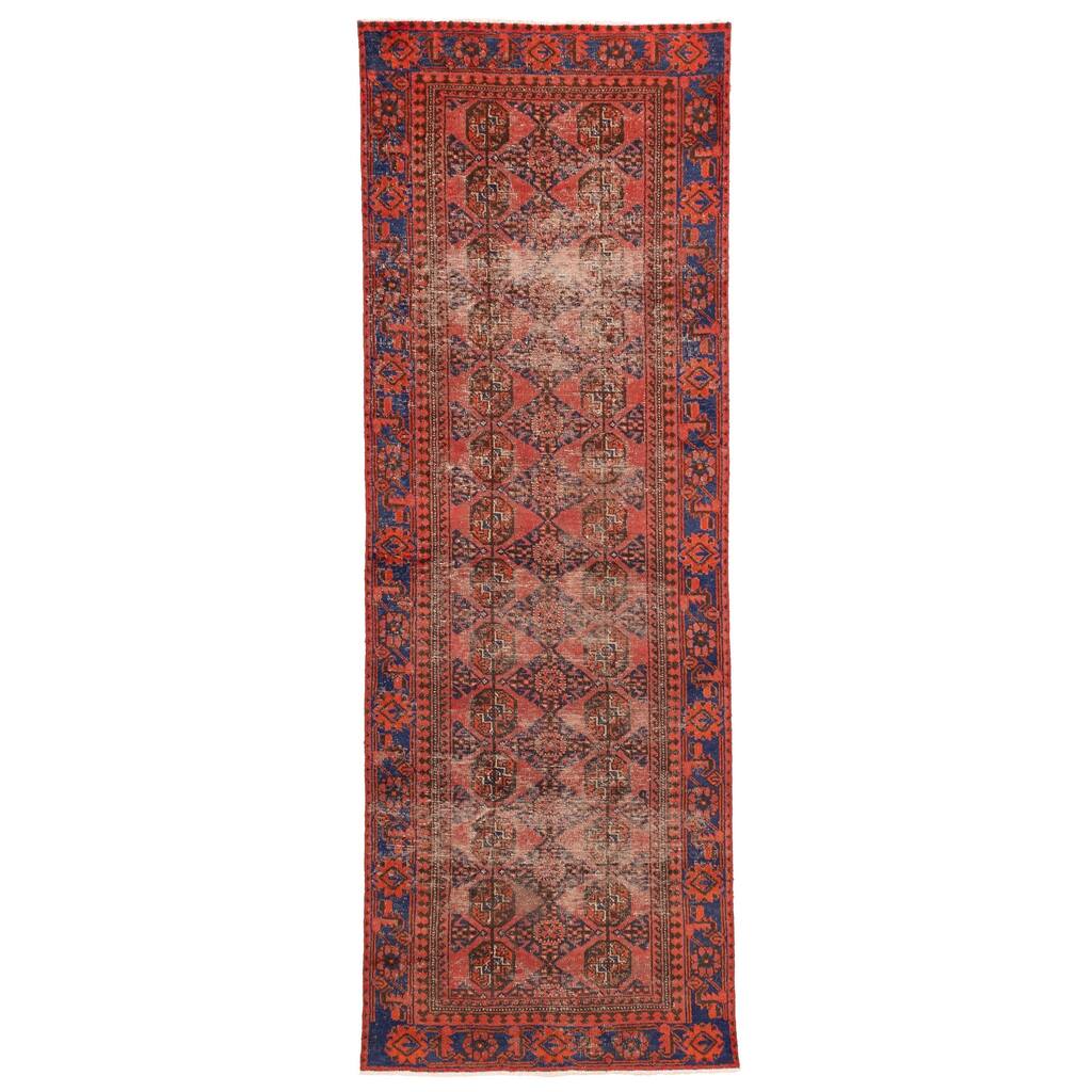 ECARPETGALLERY Hand-knotted Melis Vintage Red Wool Rug - 3'5 x 10'2