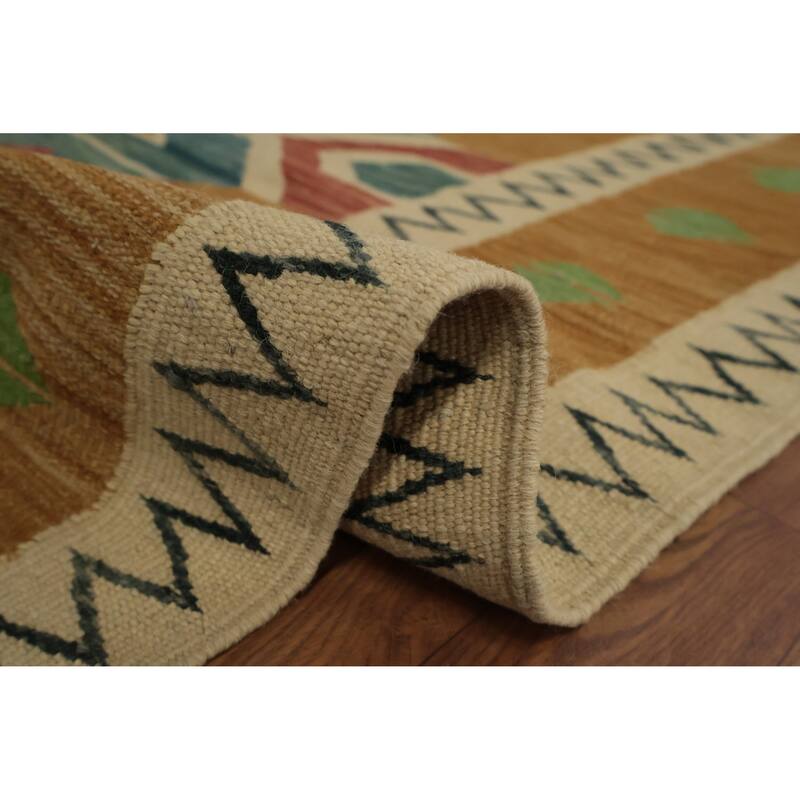 Hand Woven Oriental 100% Wool Carpet Southwestern Tribal Navy Blue & Blues Kilim Area Rug - 9' 9'' X 8' 3''