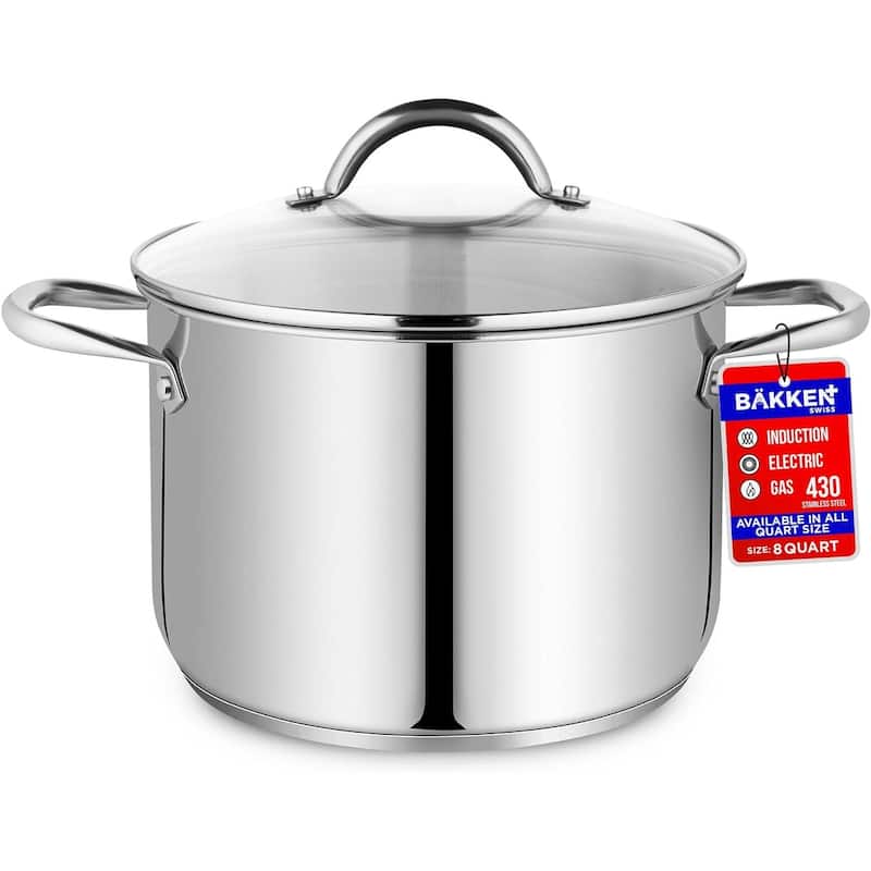 Bakken-Swiss Deluxe Stainless Steel Stockpot Tempered Glass - 8 Qurat