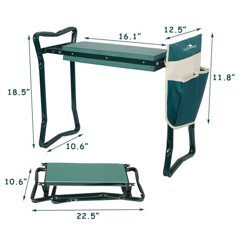 Outdoor Folding 2-in-1 Garden Stool and Kneeler,Green