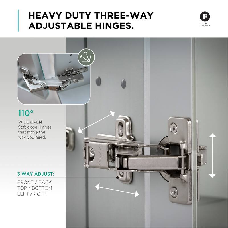 Bathroom Medicine Cabinet, Aluminum, Recessed/Surface Mount, Mirrored Interior w/LED