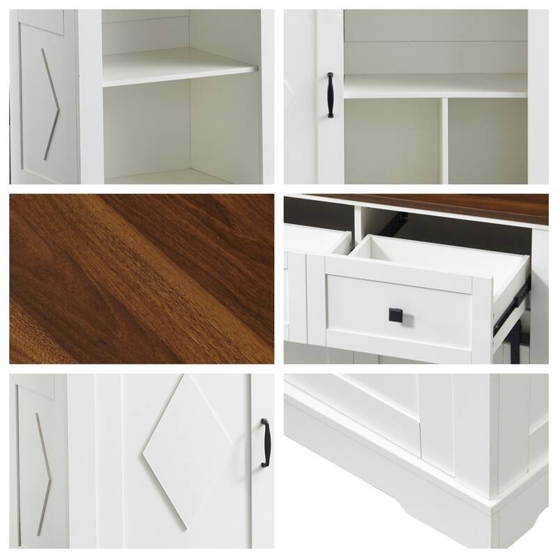 39" Wood Sliding Barn Door Storage Cabinet with 2 Drawers