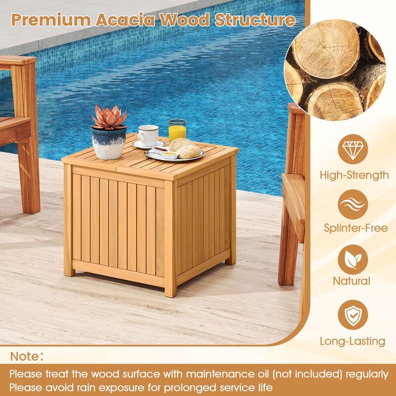 Gymax 2-in-1 Outdoor Side Table w/Storage Umbrella Hole & Removable