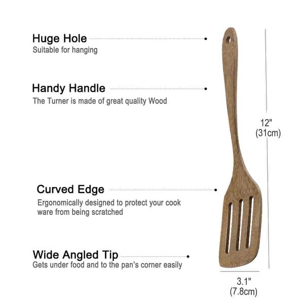 Shop Wooden Slotted Turner Spatula Heat Resistant Non Sticky Seamless Overstock 31429012