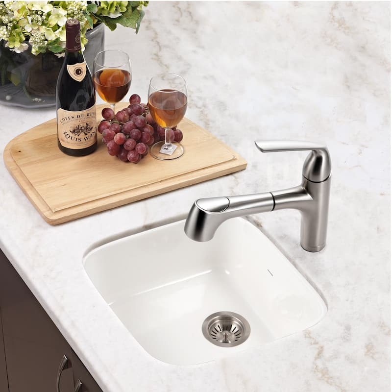 Houzer Platus 18-7/8" Undermount Single Basin Fireclay Bar Sink