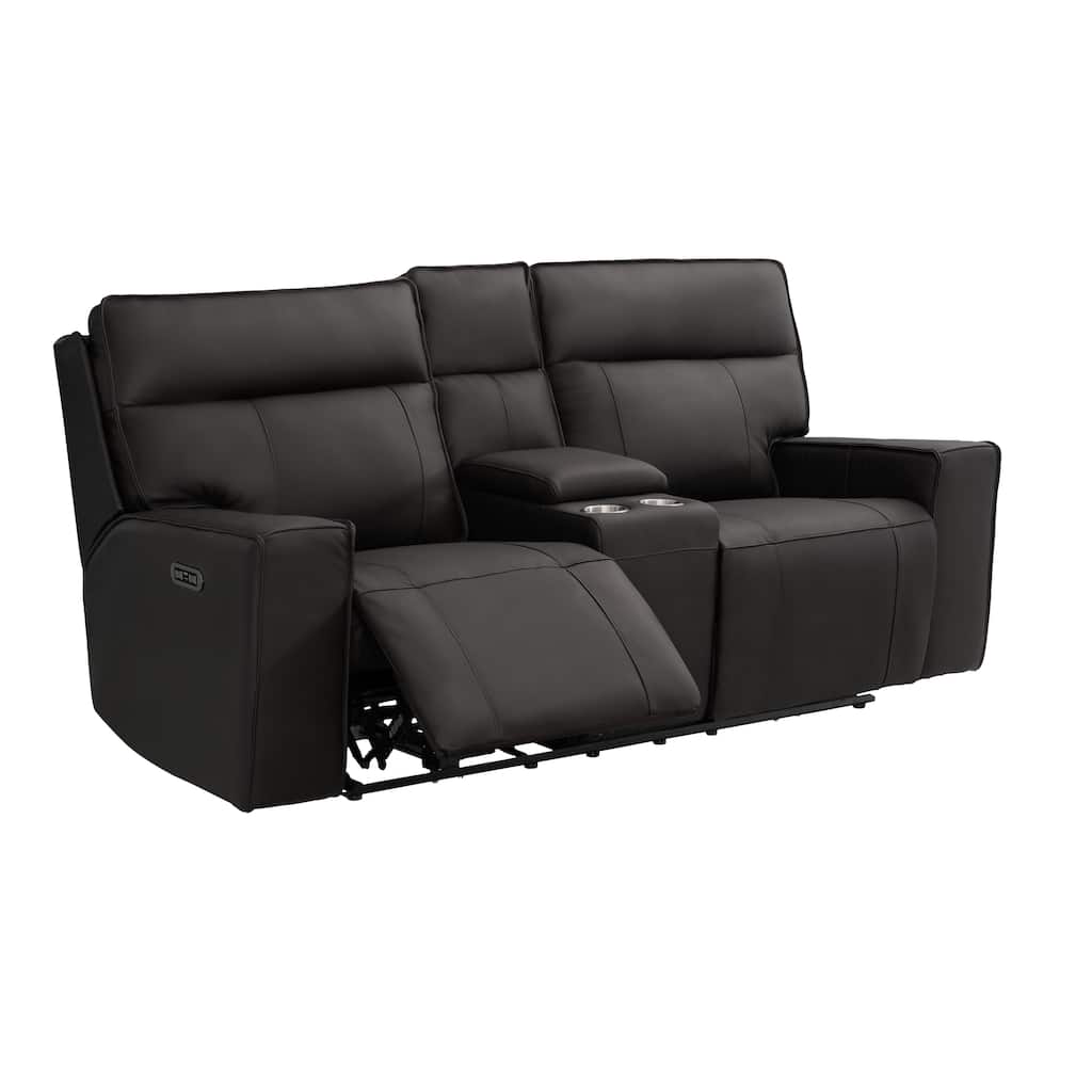 Abbyson Layton Top Grain Leather Dual Power Reclining Loveseat