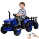 preview thumbnail 9 of 14, Kids Ride on Tractor with Remote Control Trailer Blue