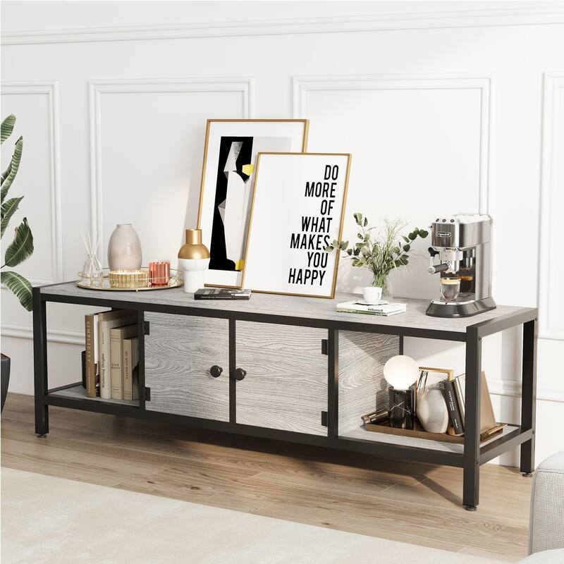 58/65 Inch TV Stand with Storage - Grey_65" - Grey_65"