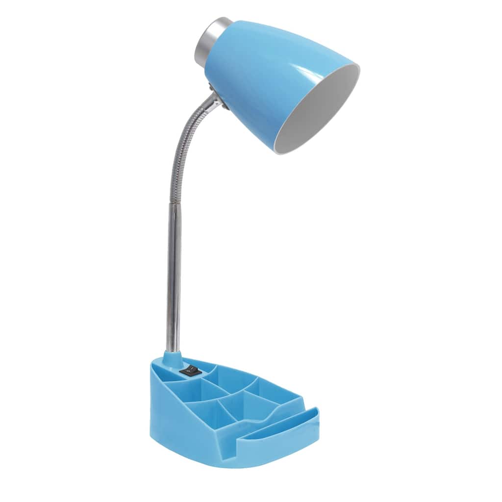 18.5 in. Chrome Finish Table Lamp with Blue Shade, Desk Lamp for Writing and Computer Desks