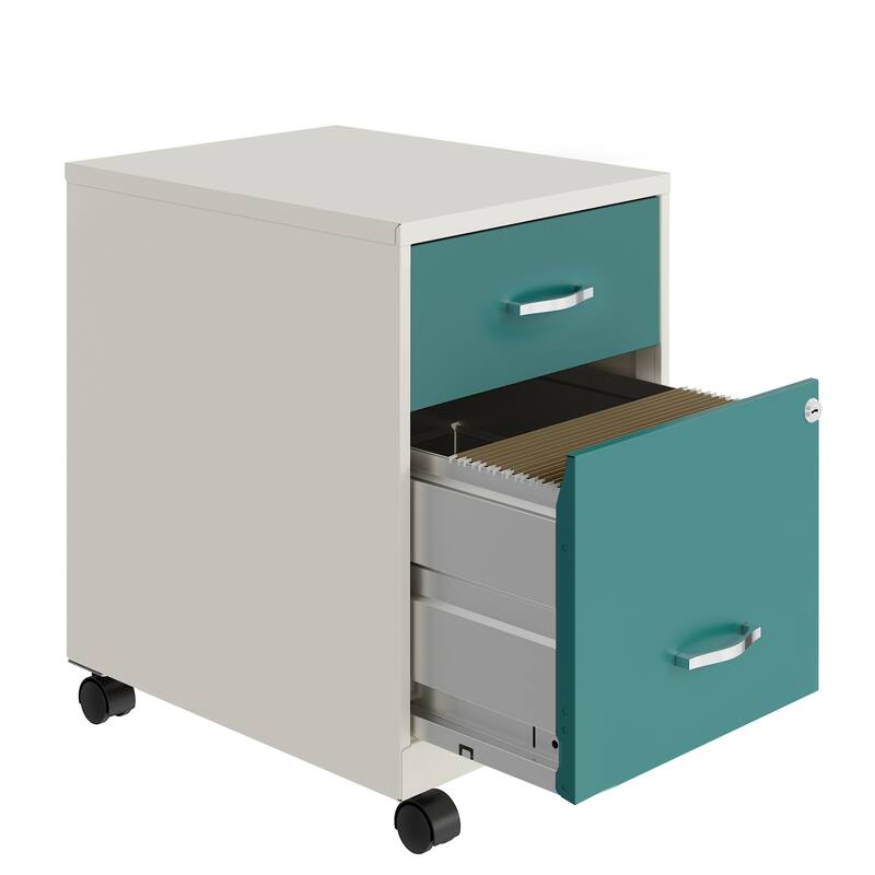 Space Solutions 18" Deep 2 Drawer Letter Width Mobile Vertical File Cabinet with Accessory Drawer - White/Multi