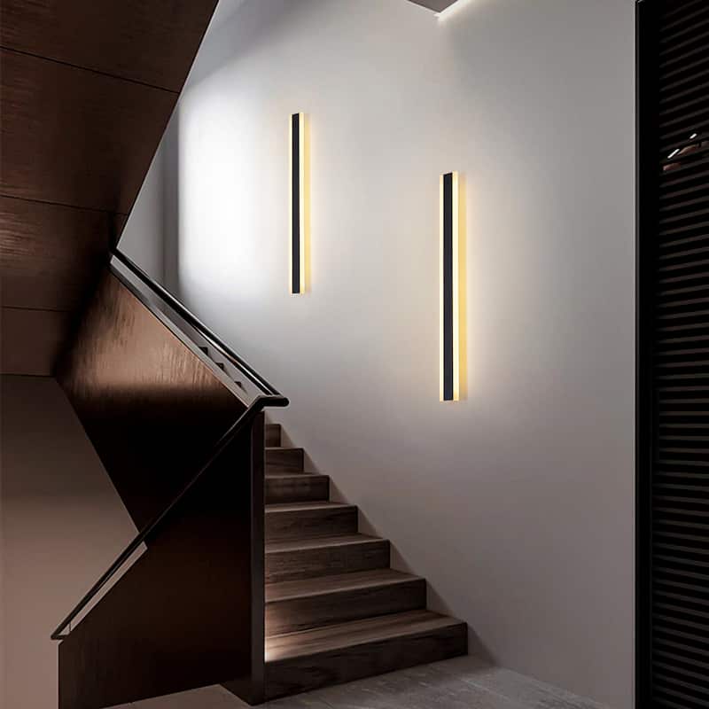 1-Light Modern Linear Strip Acrylic 3000K IP65 Integrated LED Warm Light Waterproof Outdoor Wall Light