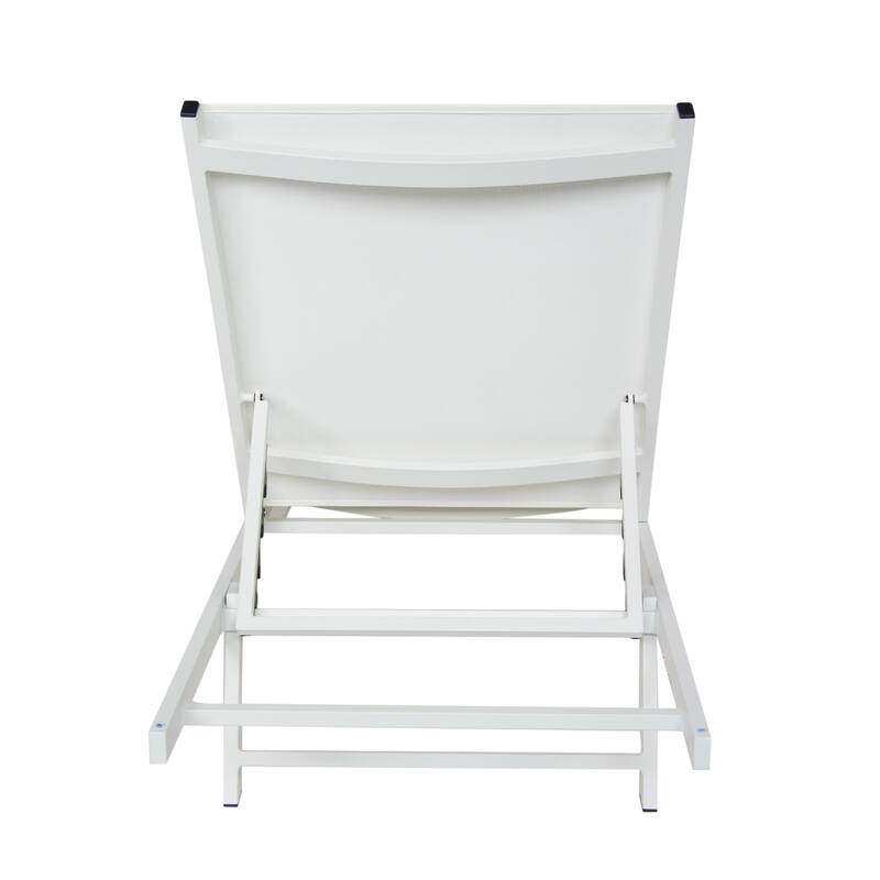 Mesh Chaise Lounge Chair, Rust-Proof Patio Recliner with Adjustable Backrest, Poolside Chair for Sunbathing