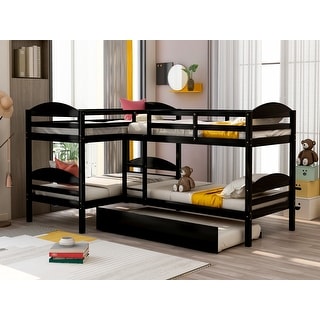 Twin L-Shaped Bunk bed with Trundle