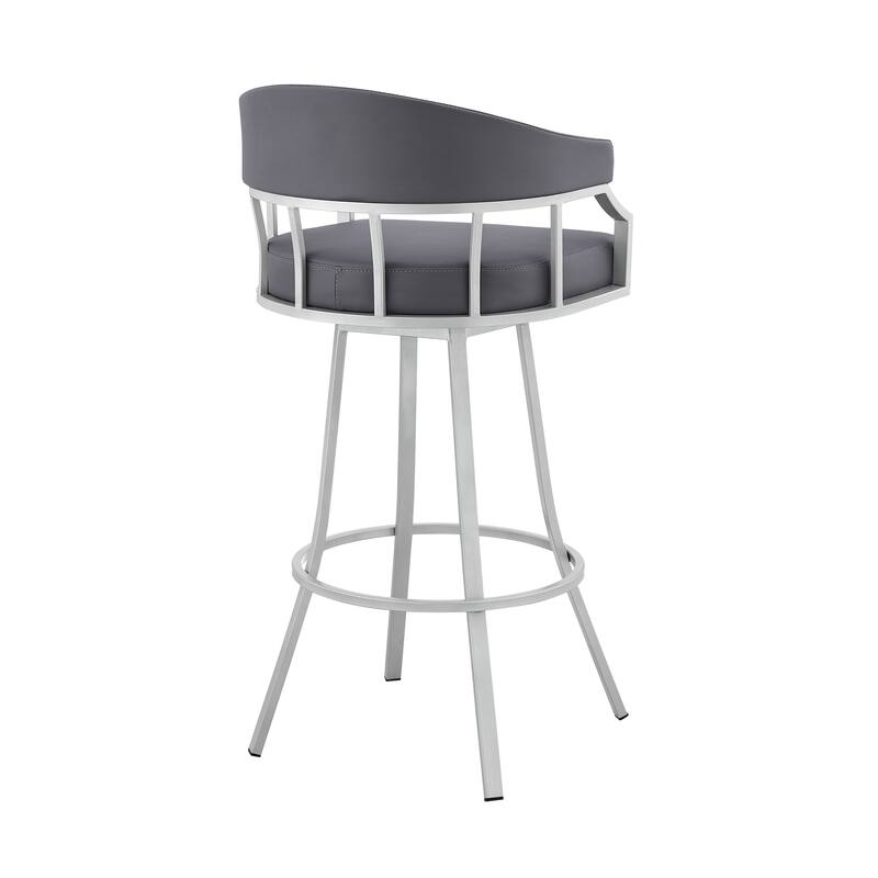 Palmdale Faux Leather and Metal Upholstered Swivel Counter or Bar Stool