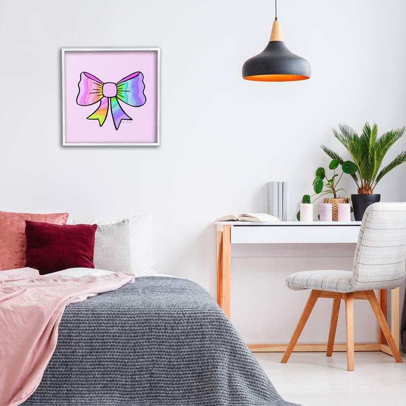 Stupell Pastel Rainbow Ombre Ribbon Framed Giclee Art Design By Katie Conley