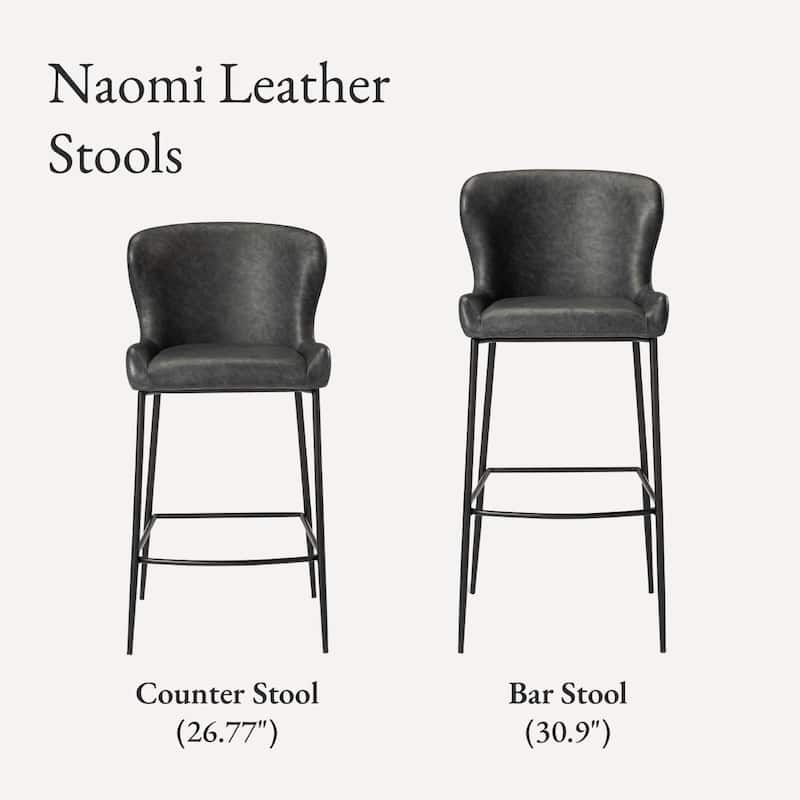 Maven Lane Naomi Metal and Vegan Leather Kitchen Dining Stool