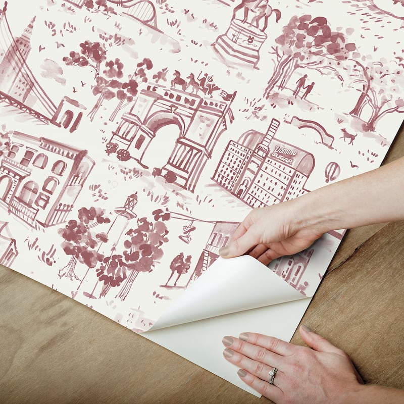 NuWallpaper Brownstone Boys Toile de New York Brick Peel and Stick Wallpaper - N/A