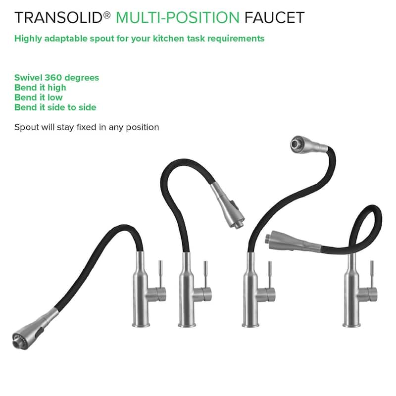 Transolid Kitchen/Laundry Faucet with Dual Spray and Flex Neck - N/A
