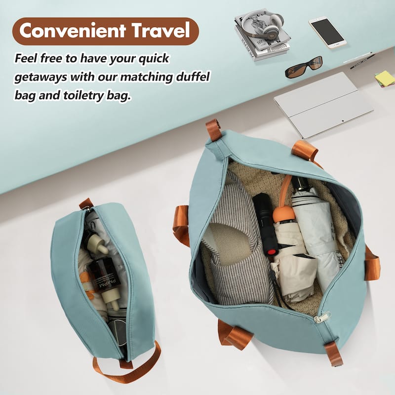 Modern 24" Lightweight Hardshell Expandable Suitcase with TSA Lock and Double Spinner Wheels, Travel Duffel Bag and Toiletry Bag