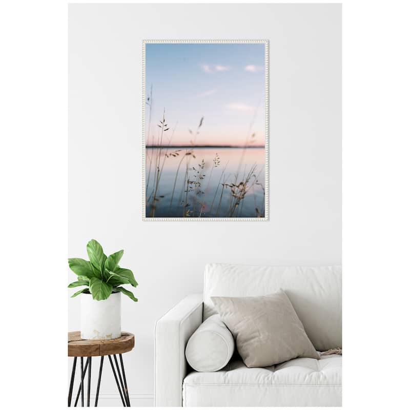 Kate and Laurel Sylvie Serene Sunset Lake Landscape Framed Canvas by Patricia Hasz of Patricia Rae Photography