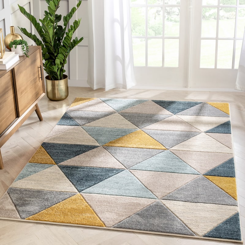 Well Woven Ruby Rita Scandinavian Geometric Triangle High Low Area Rug
