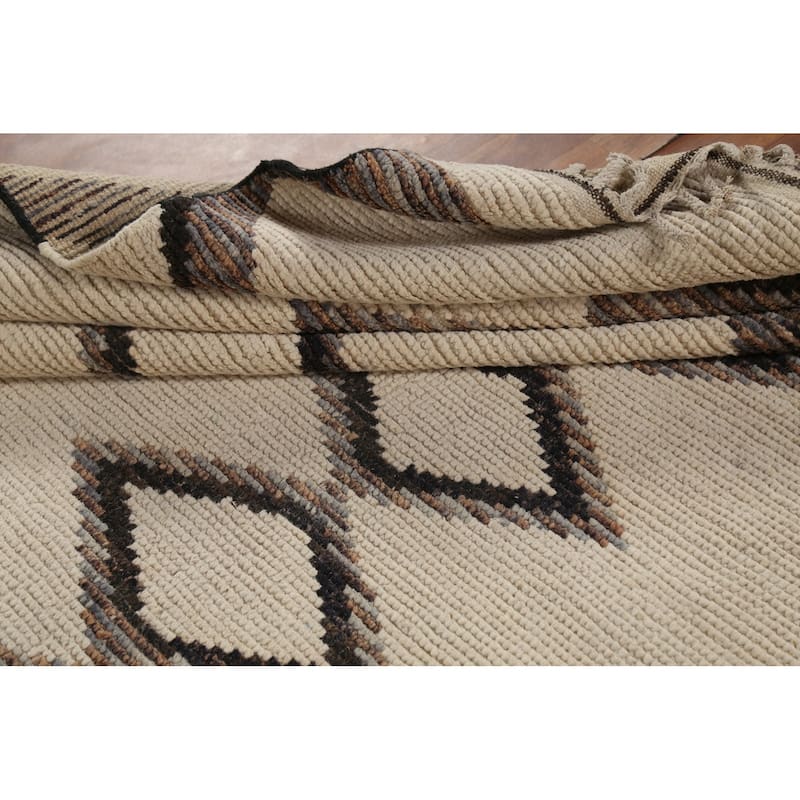 Modern Geometric Moroccan Area Rug Handmade Wool Carpet - 7'11"x 10'5"