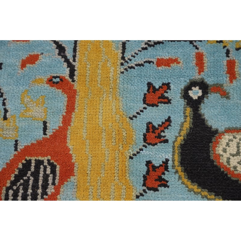 Animals Design Blue Ziegler Oriental Area Rug Hand-Knotted Wool Carpet - 7'10" X 10'0"