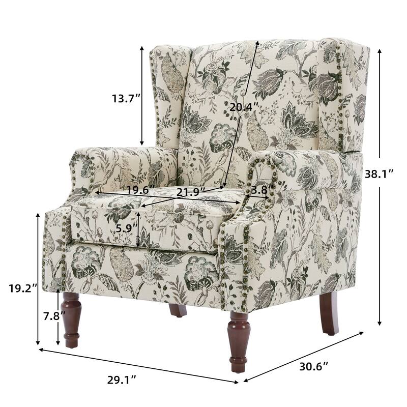 Patterned Upholstered Accent Chair for Living Room