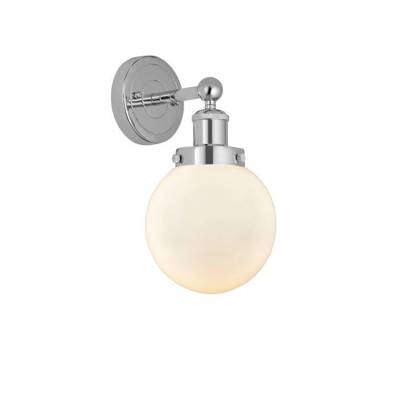 Innovations Lighting 616-1W-10-7 Beacon Sconce Beacon 10" Tall Wall - Polished Chrome / Matte White
