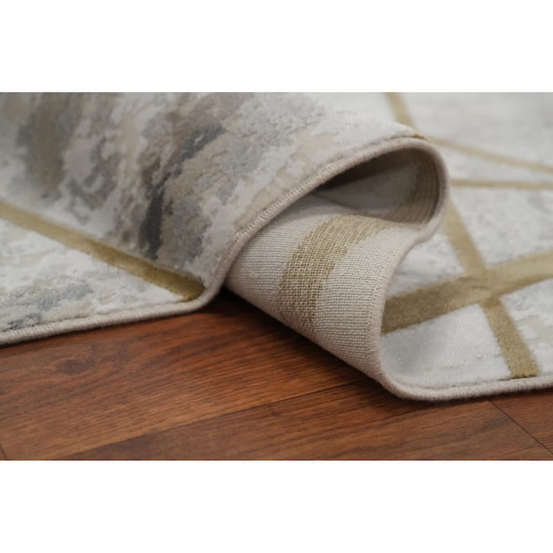 Machine Made Oriental Polyester Carpet Modern Abstract Multi-Colored Abstract Area Rug - 7' 5'' X 5' 2''