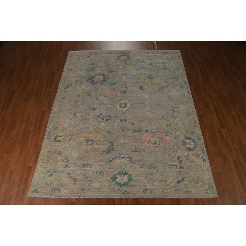 Vegetable Dye Oushak Turkish Area Rug Handmade Living Room Wool Carpet - 7'11"x 10'0"
