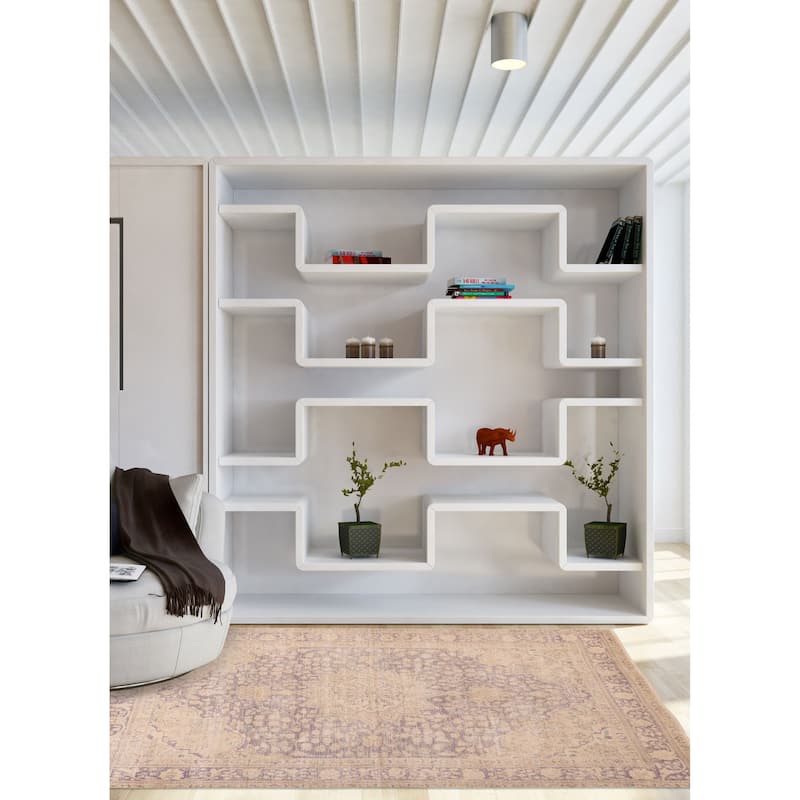 ECARPETGALLERY Hand-knotted Antalya Vintage Grey, Purple Wool Rug - 6'9 x 10'1