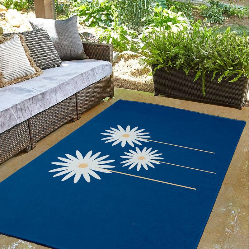 Floral Print Spring Chenille Indoor/Outdoor Rug