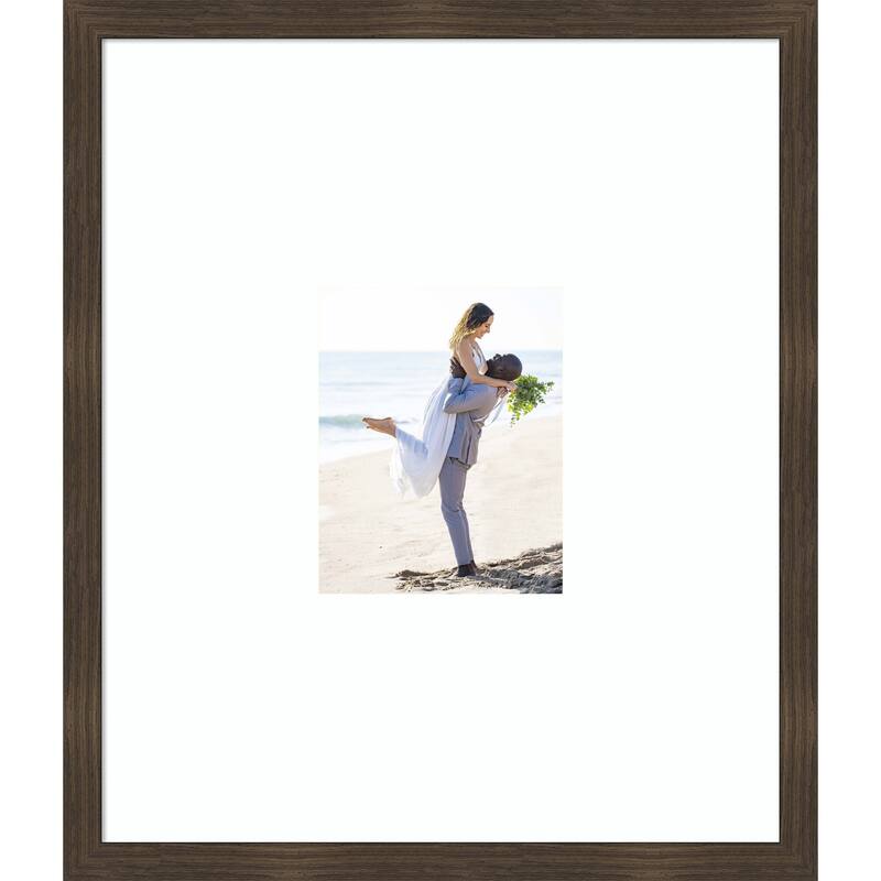 Woodgrain Stripe Blonde Framed Picture Frame, Photo Frame - 22x26 Matted to 8x10 - Woodgrain Stripe Chocolate