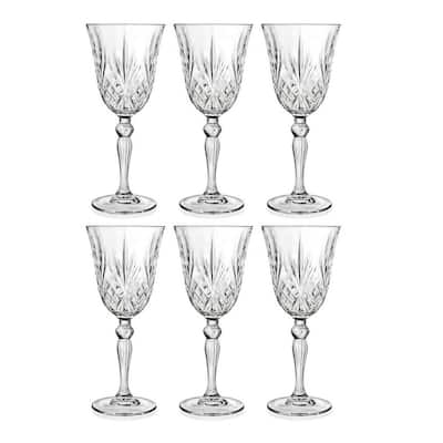 Majestic Gifts Inc. Crystal like Glass Wine Goblets -9 Oz.-Set/6 - 7.75" x 3.3"