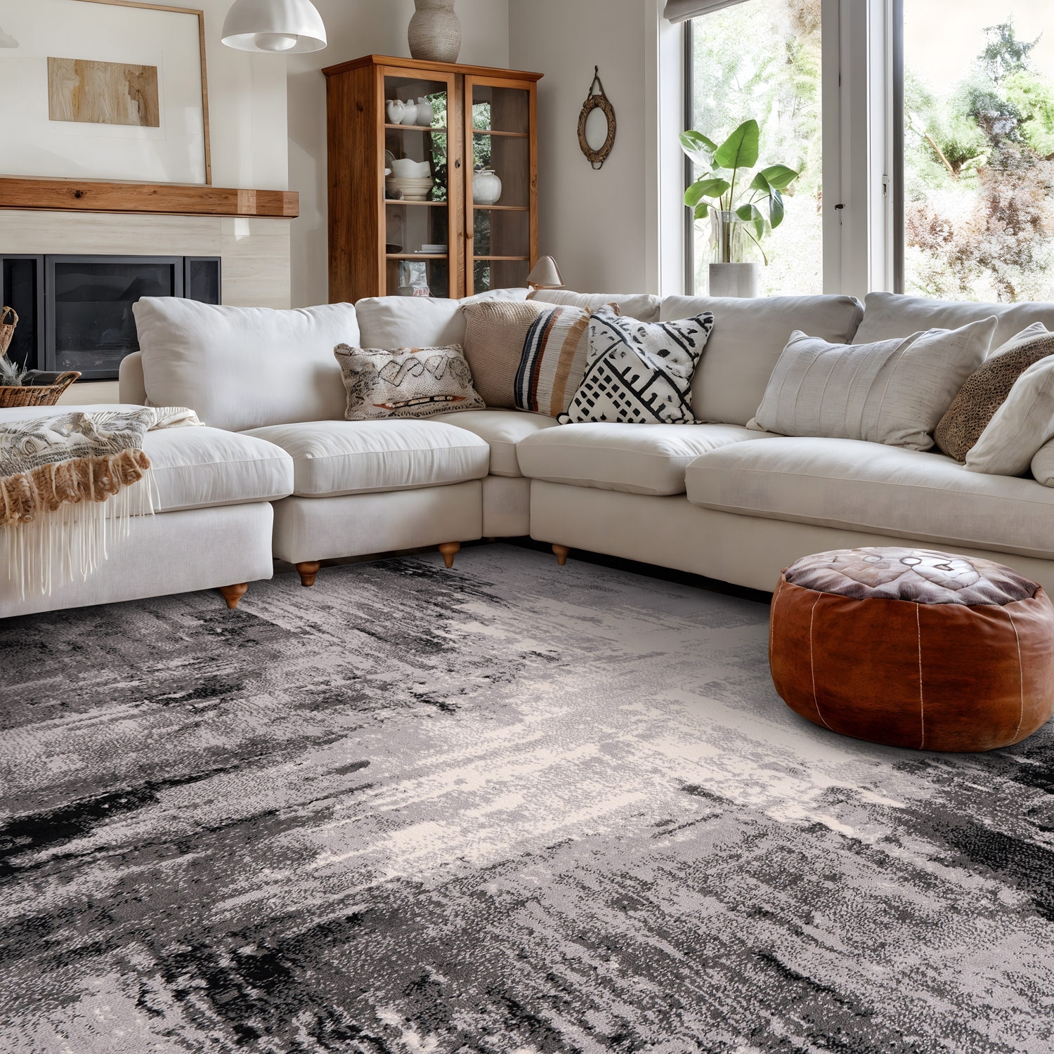 World Rug Gallery Bari Contemporary Abstract Art Area Rug