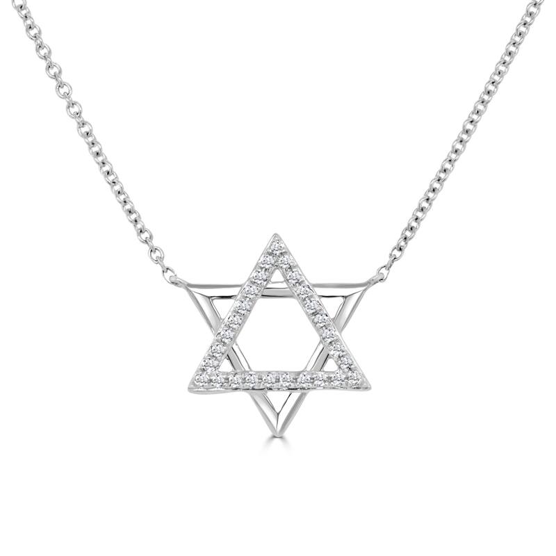 Joelle Collection 14K Gold Diamond Star Of David Necklace-16-18"