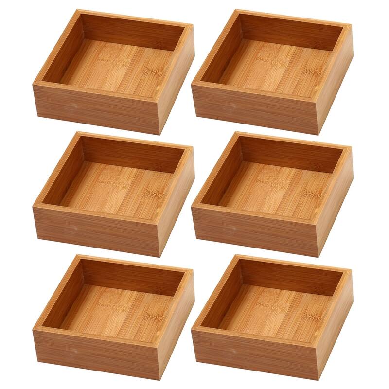 YBM Home Bamboo Kitchen Drawer Organizer Storage Box (Set of 6), - 6x6x2 inch