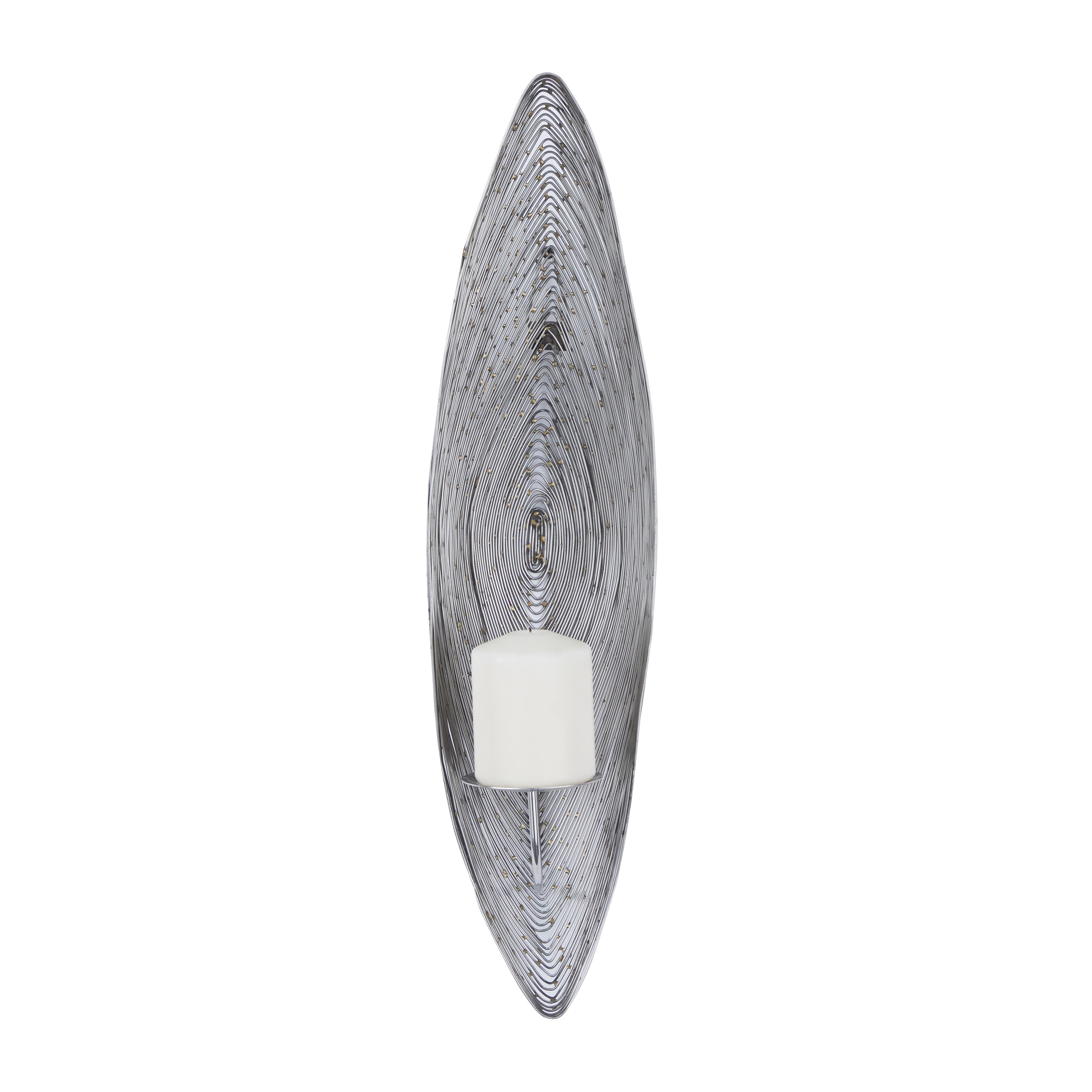 Stainless Steel Metal Leaf Single Candle Wall Sconce - Silver or Brass - CosmoLiving by Cosmopolitan