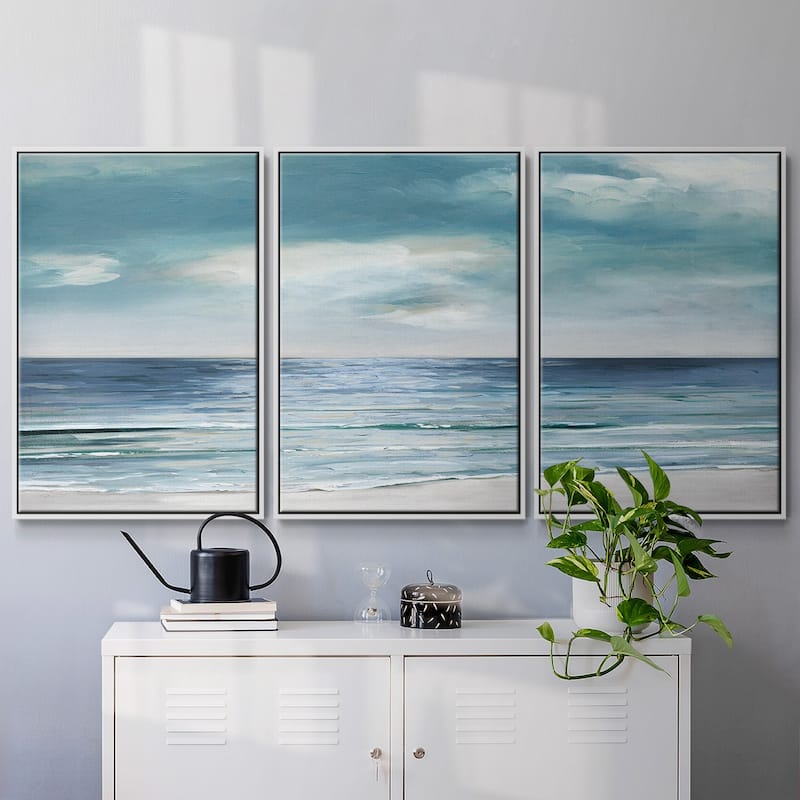 Blue Silver Shore - Multi Piece Framed Canvas