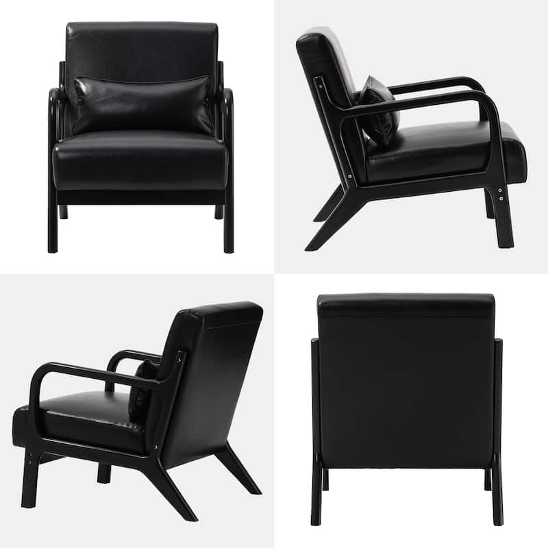 Glitzhome Set of 2 30.75"H Mid-Century Modern PU Leather Accent Chairs - 25.75"W x 33.75"D x 30.75"H