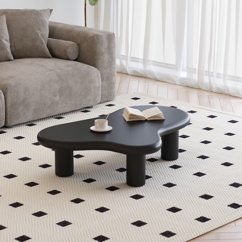 Irregular Cloud Coffee Table, Cute End Table With 4 Legs - Black