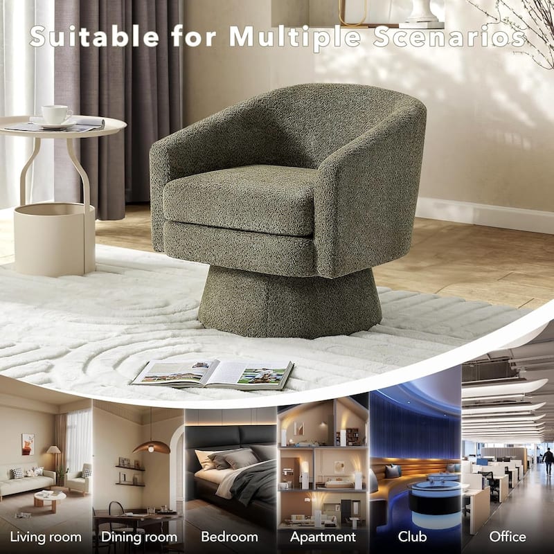 360° Swivel Accent Chair with Arms, Cozy Round Chenille Fabric