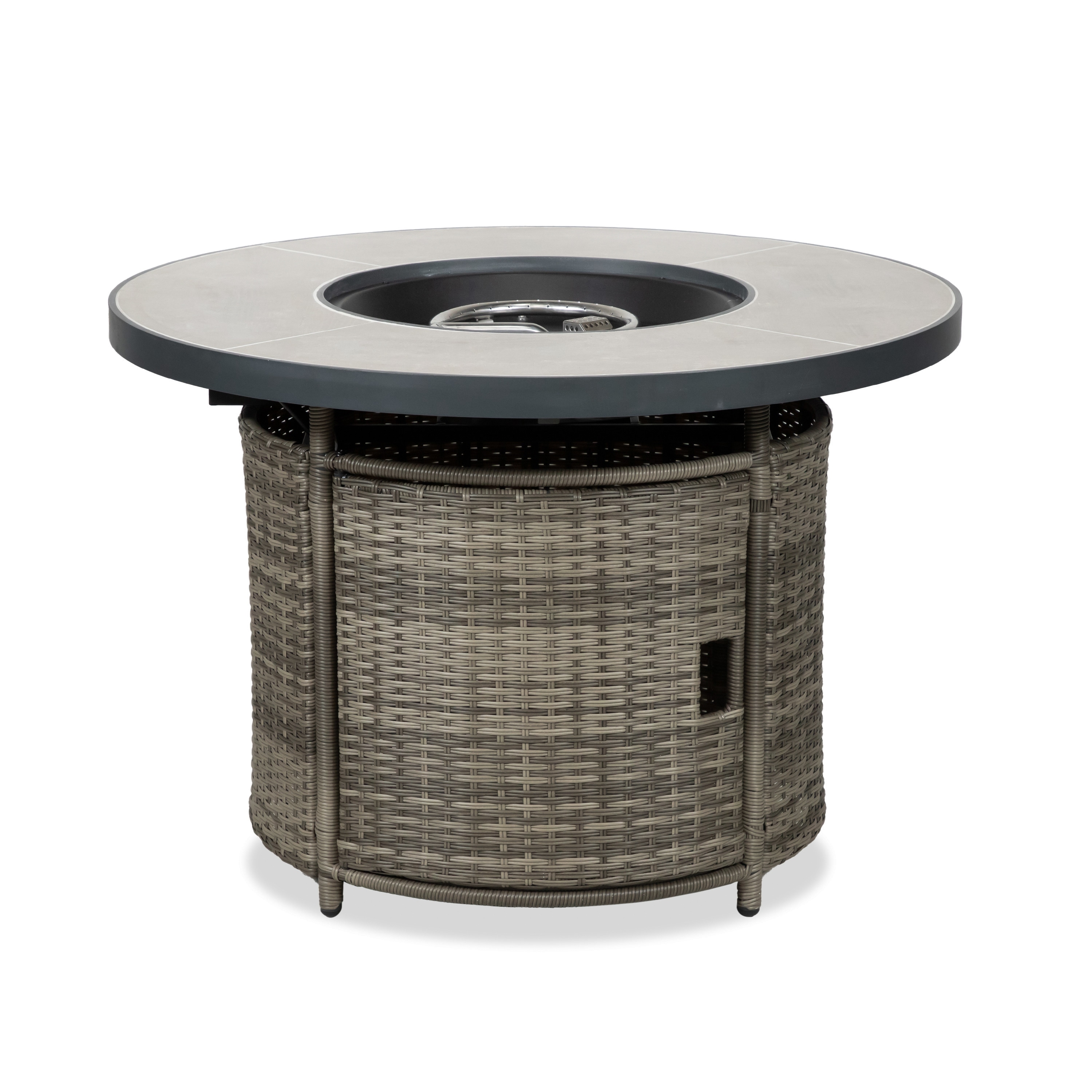 Greemotion Derek 39 inch Round Outdoor Patio Wicker Firepit Table with Tile-top - N/A