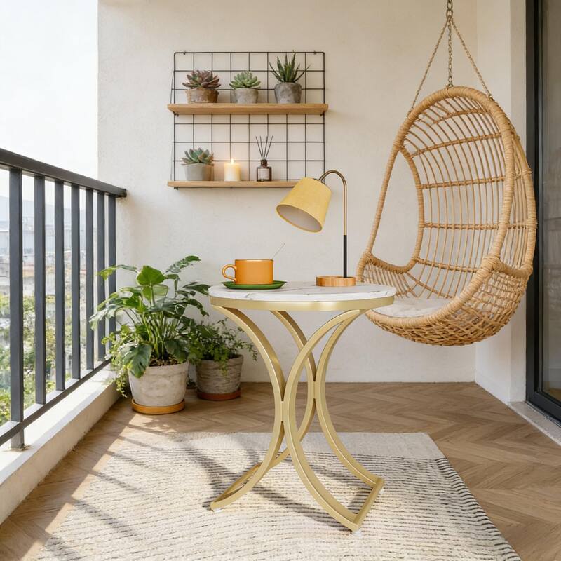 Versatile Design Sofa Side Table, Chic Round End Table, Narrow Coffee Table