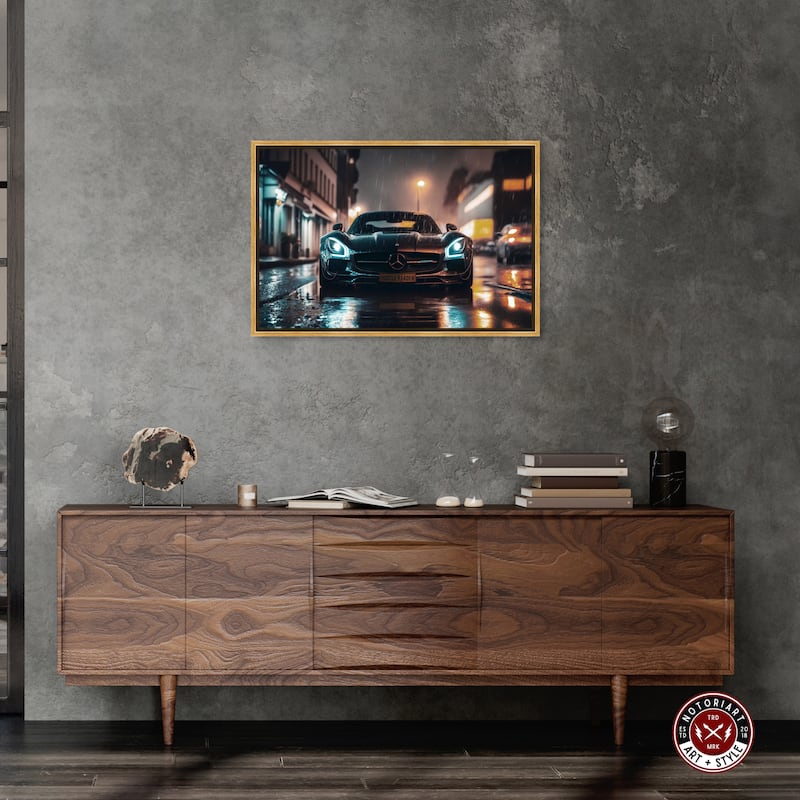 Notoriart Drive Through The Town Framed Car 1 Piece Canvas Wall Art