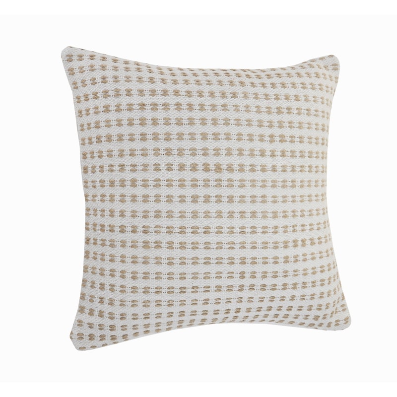 Sevita Reed Natural/White Striped Cotton Throw Pillow, Set of 2